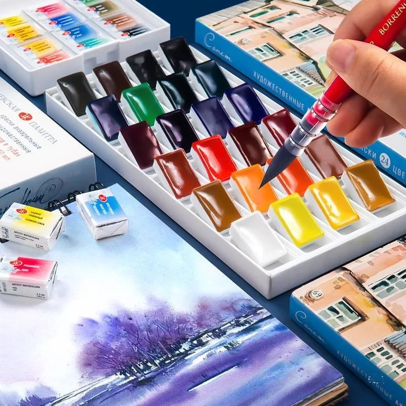 

12/16/24 Colors Russian White Nights Watercolors Paint Set Solid Watercolor Pigment for Beginner Student Artist Drawing Supplies