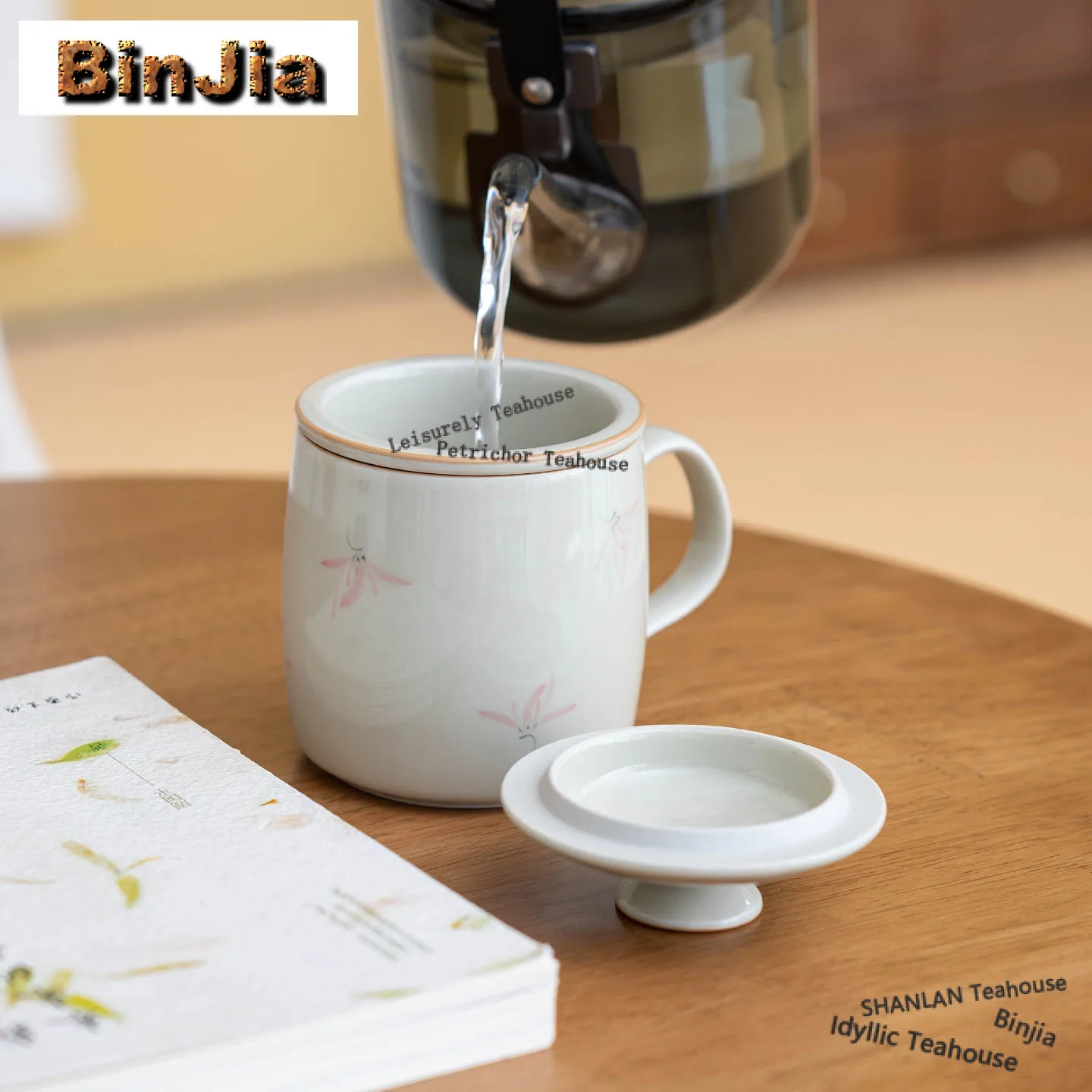 340ml Hand-painted Orchid Filter Tea Separator Cup Antique Tea Mug With Infuser Household Tea Maker Office Water Cup Tea Items
