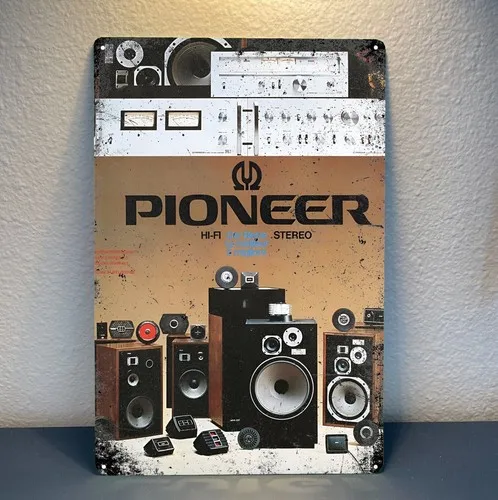 Vintage Stereo Audiophile Hi-Fi Speakers Metal Poster - Tin Sign