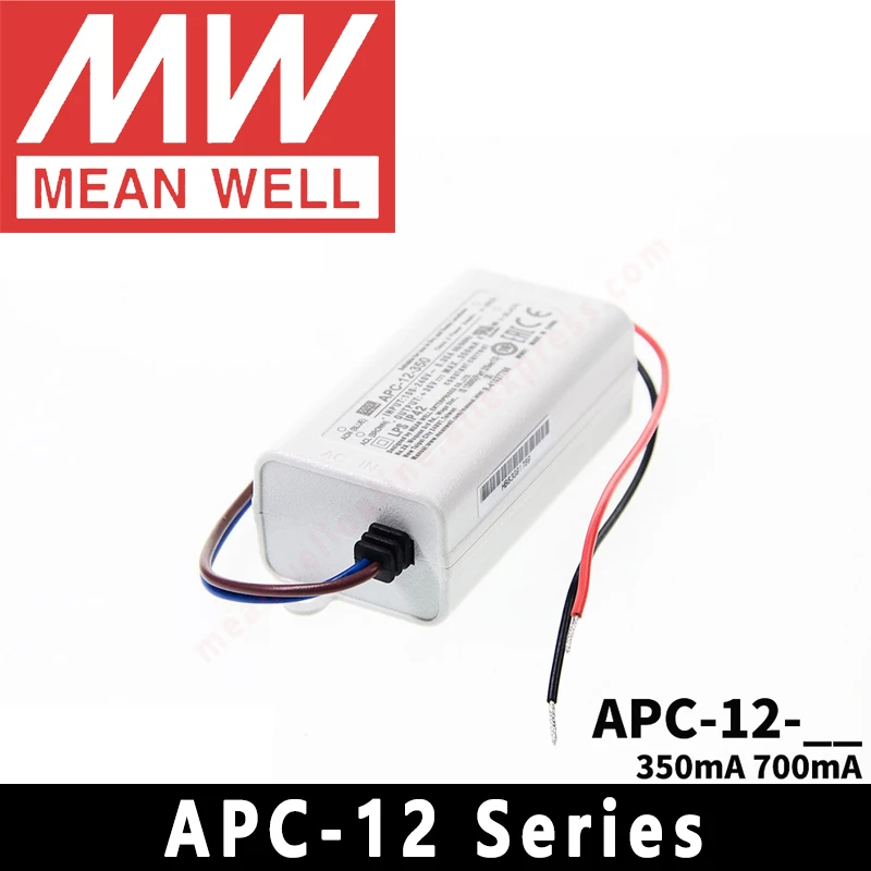 Meanwell LED Driver APC-12 Series 350mA/700mA meanwel LED Transformer IP42 LED Power Supply Constant current Adapter