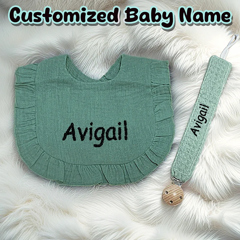

Personalized Baby Name Bib Set Muslin Baby Stuff Bebe Custom Name Bib Clothes Infant Saliva Towel Baby Shower Gift