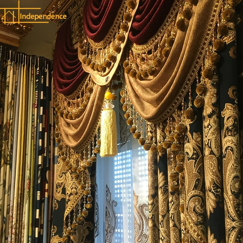 

European-style Luxury Palace Double-layer Thick Chenille Blackout Curtains for Living Room Bedroom Villas Customized Into Lu