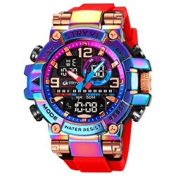 New STRYVE Men's Watch High Quality Digital-Analog Dual Movement 5ATM Waterproof Watches Fashion Sports Watch for Men's 8025