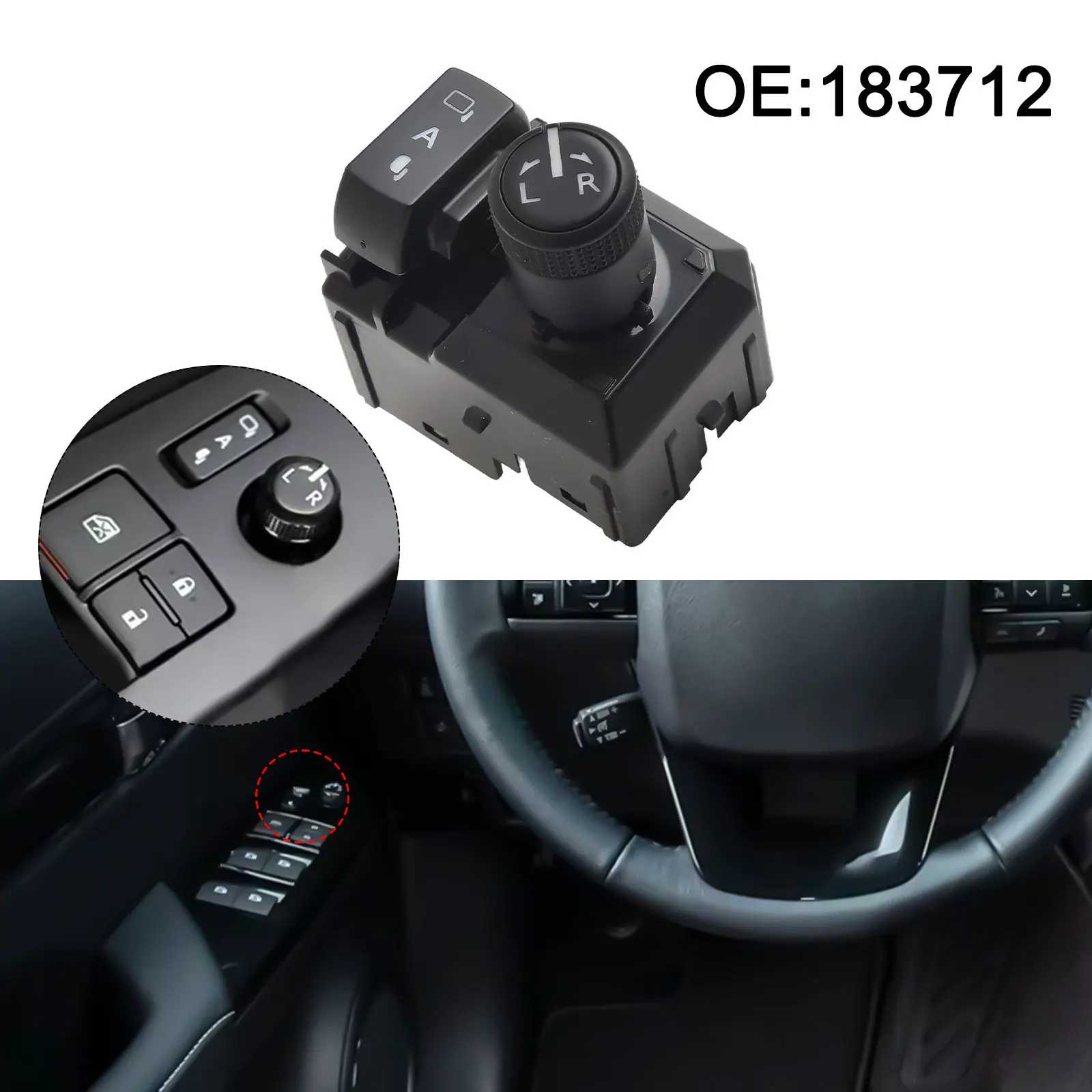 183712 Left Driver Rearview Mirror View Switch For Toyota For Hilux Revo 2015-2020 High Strength ABS Material Direct Replacem
