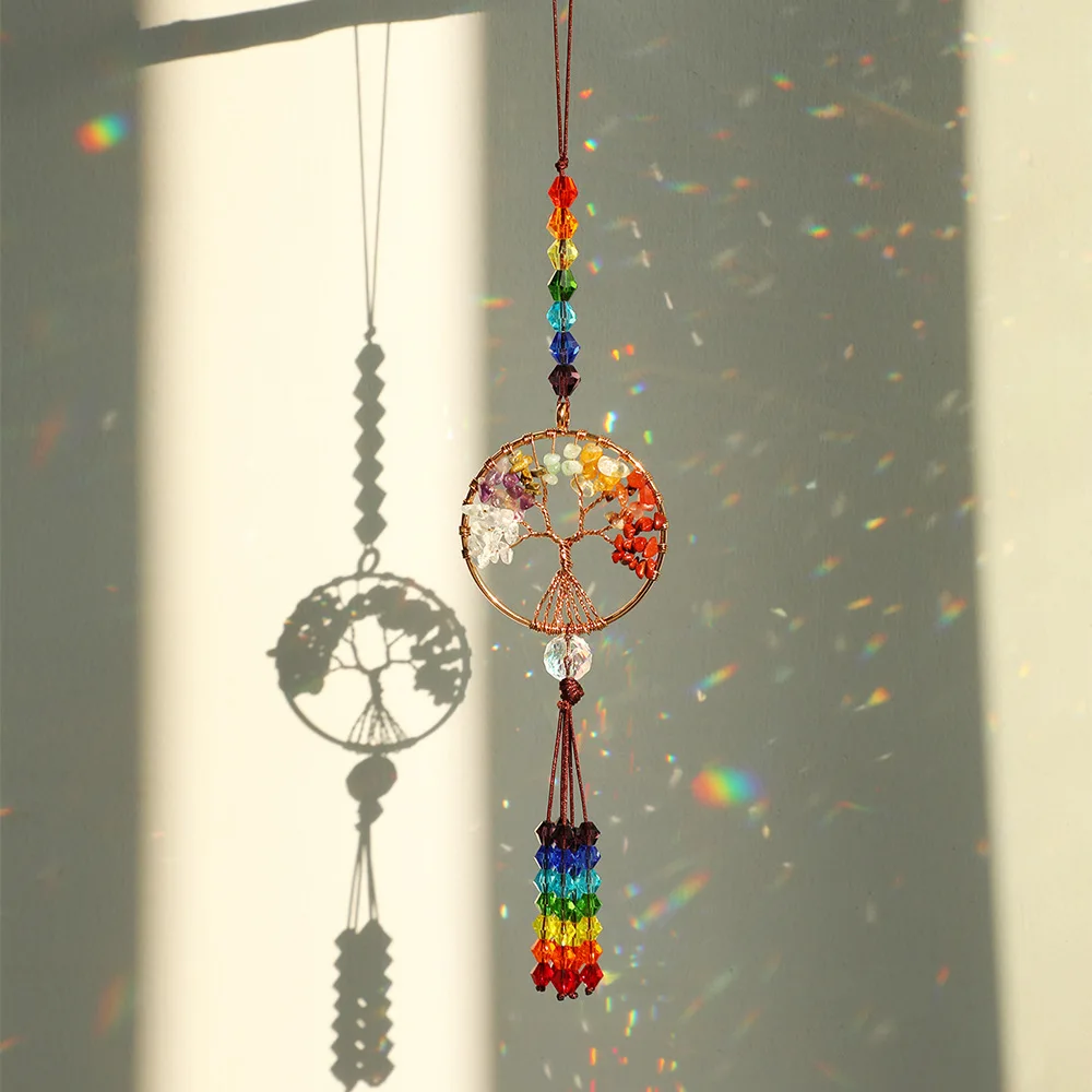 Crystal suncatchers Tree of Life Wedding Decoration Healing Crystals Home Decoration Rainbow Maker Chakra