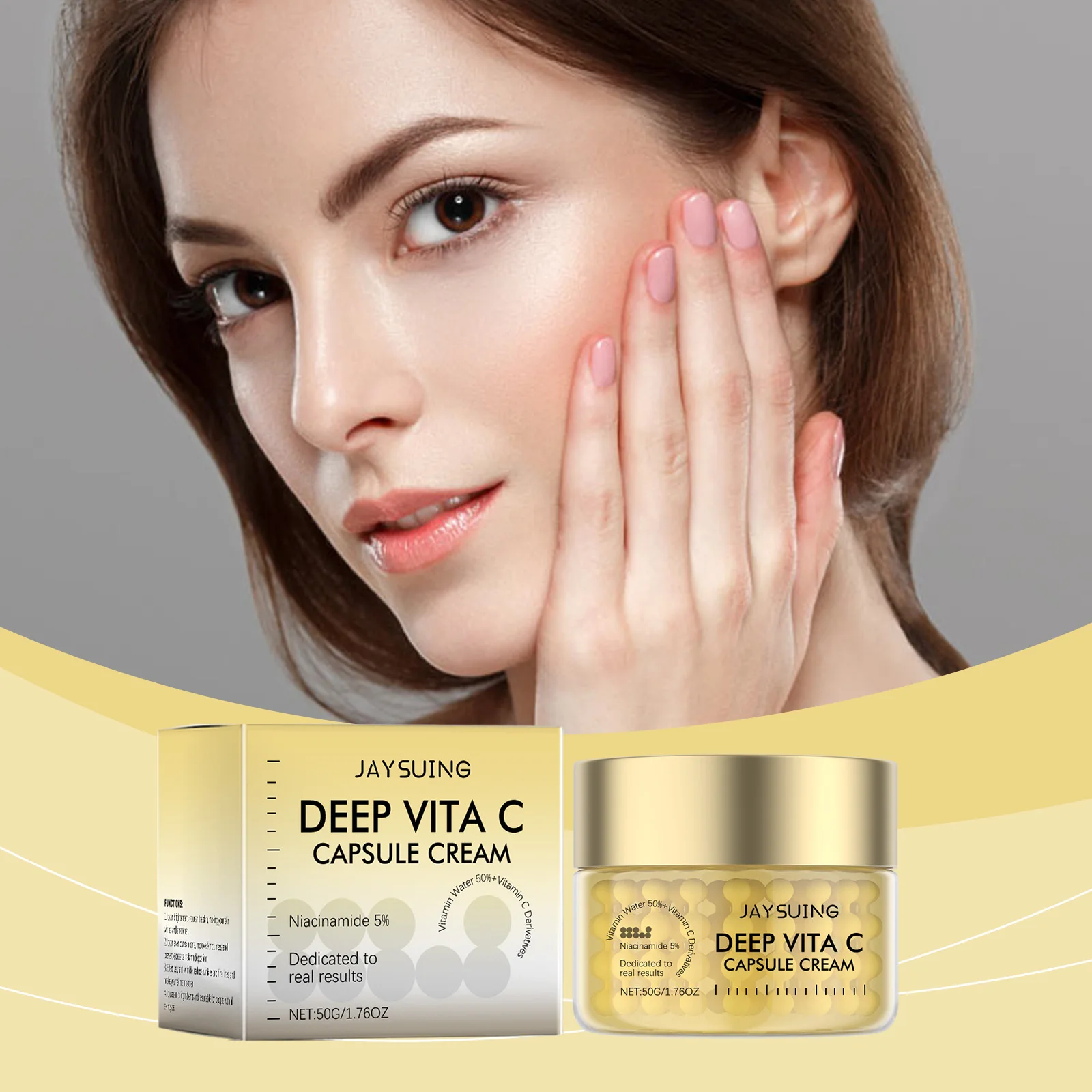 Vitamin C Gold Capsule Face Cream Brighten Skin Improve Dullness Deep Hydration Inhibit Melanin Gentle Nourishing Facial Lotion