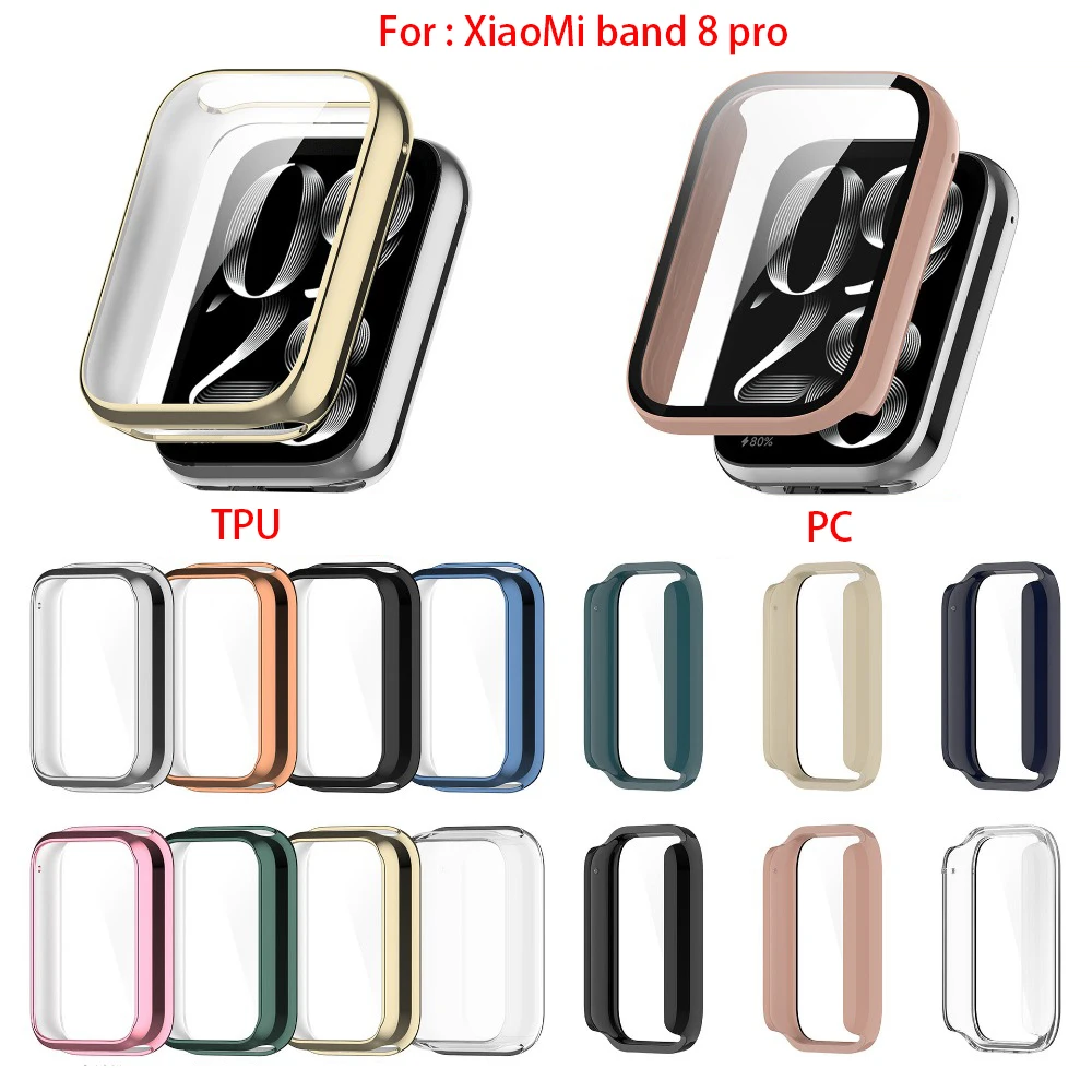 Pc Case + Gehard Glas Voor Xiaomi Band 8 Pro Full Cover Screen Protector Smartwatch Bumper Schoonmaak Katoen Voor Xiaomi Band 8pro