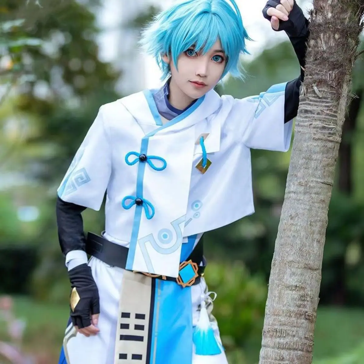Genshin Impact ChongYun Cosplay Costume Full Set With Accessories And Wig For Men Comic Con Halloween Carnival Role Play Outfit