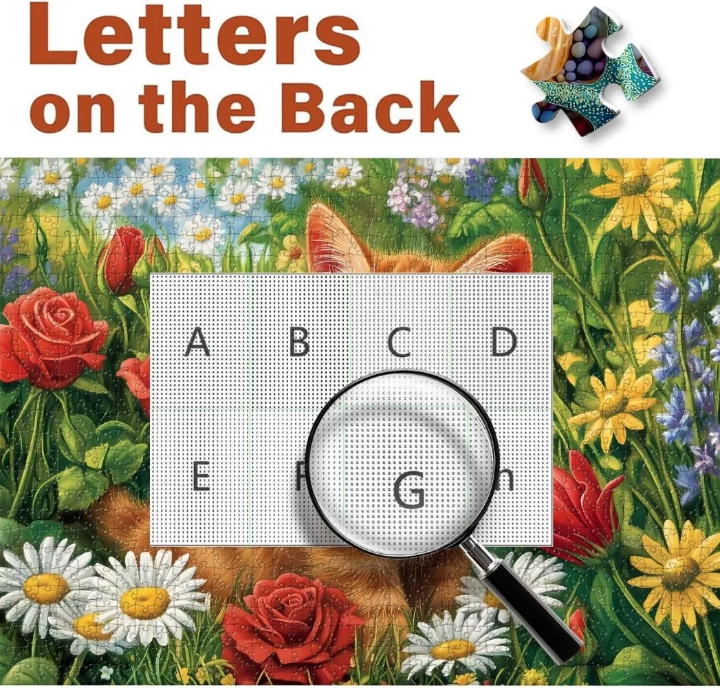 Cat in Blooming Flower Garden 1000/500/300/120 Piece Jigsaw Puzzle Home Decor for Adult Game Family Fun Puzzles Educational Toys