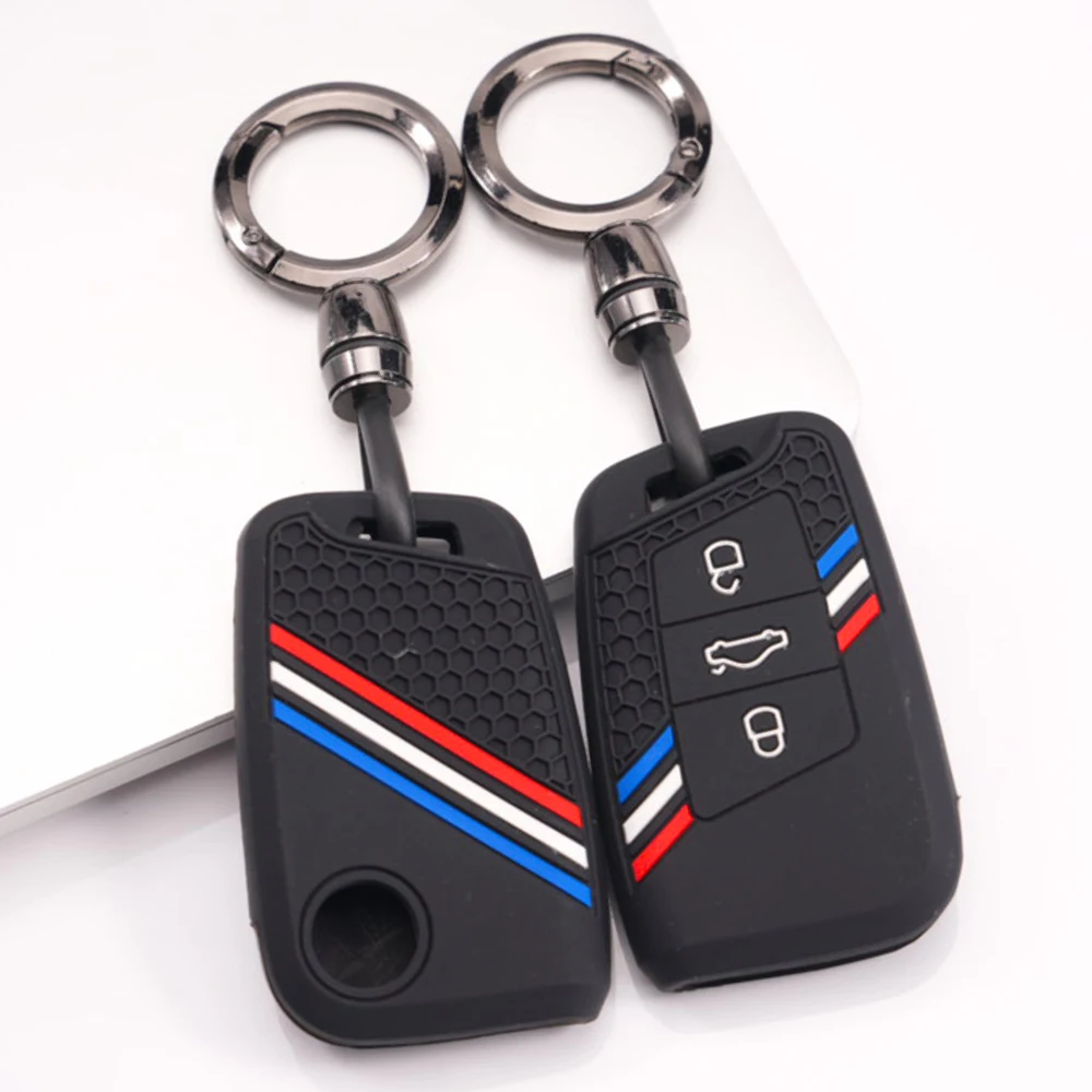 Key Fob Case Keychain For Volkswagen Passat B8 Magotan Tiguan MK2 Arteon Atlas For Skoda Kodiaq Superb A7 Flexible Anti Slip