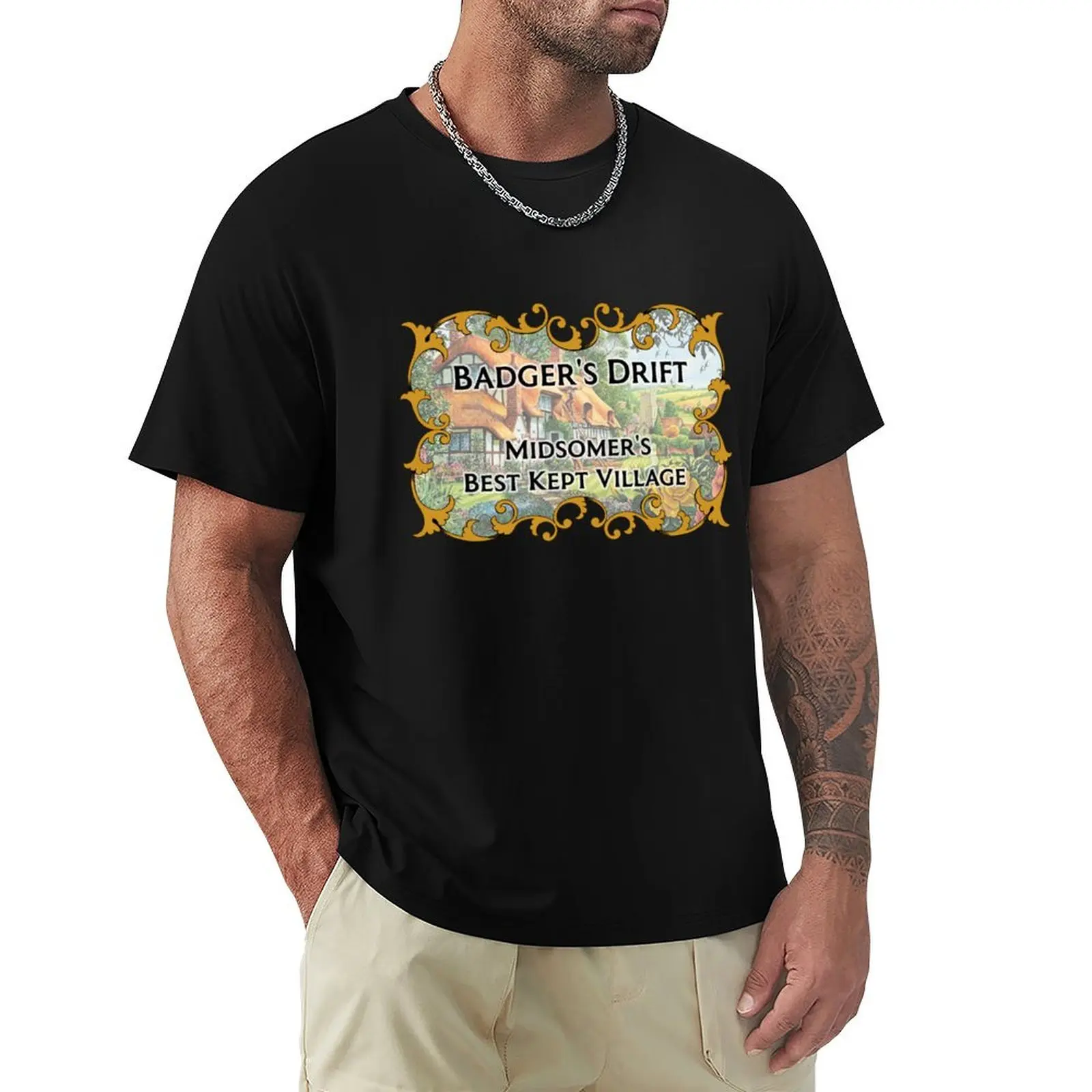 Badgers Drift Midsomers Best Kept Village T-Shirt Basic Simple Casual Short Sleeve Tee