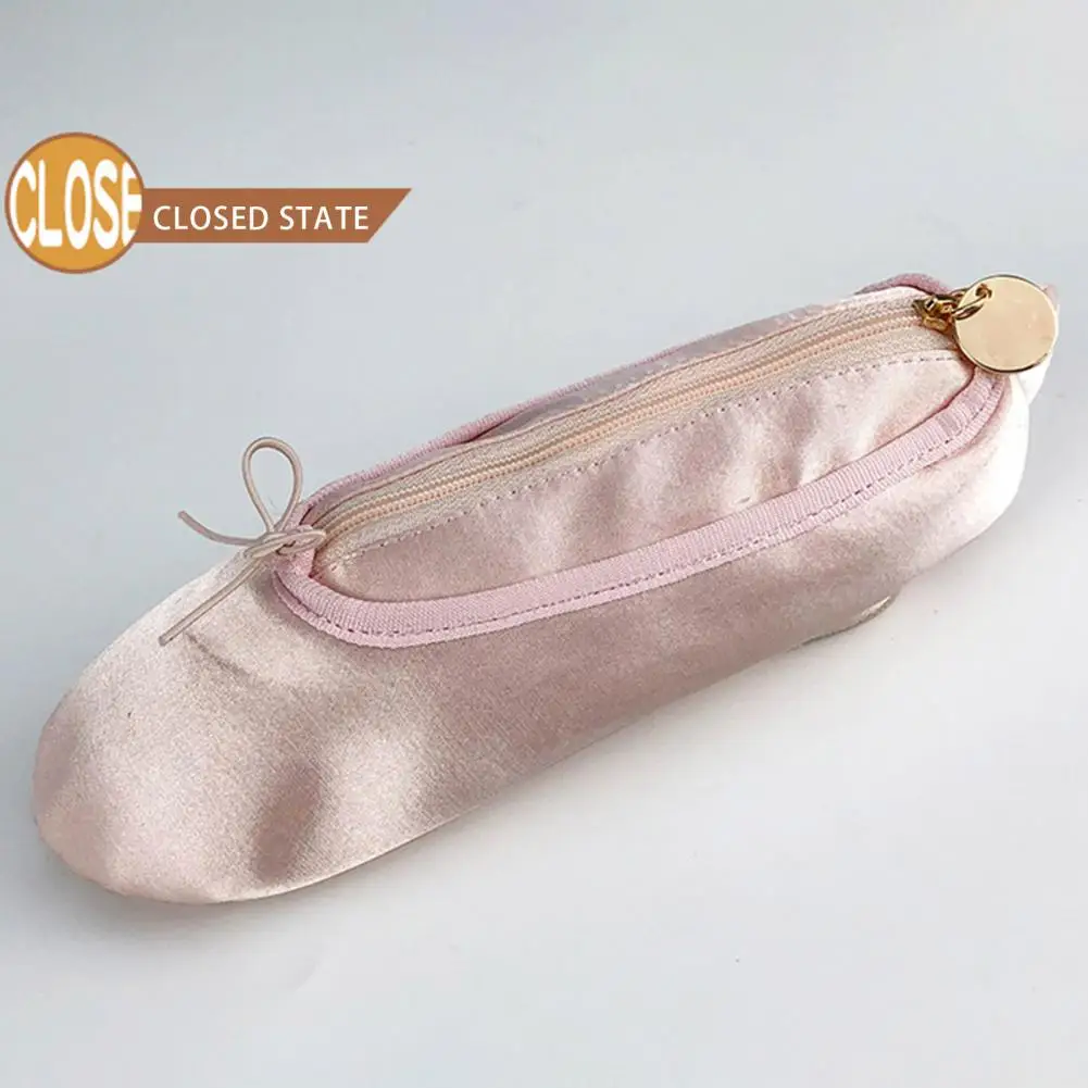 Dancing Shoe Shape Pencil Holder Satin Pencil Case Waterproof Ballet Shoe Storage Bag Capacity Pencil Case Cosmetic Pouch