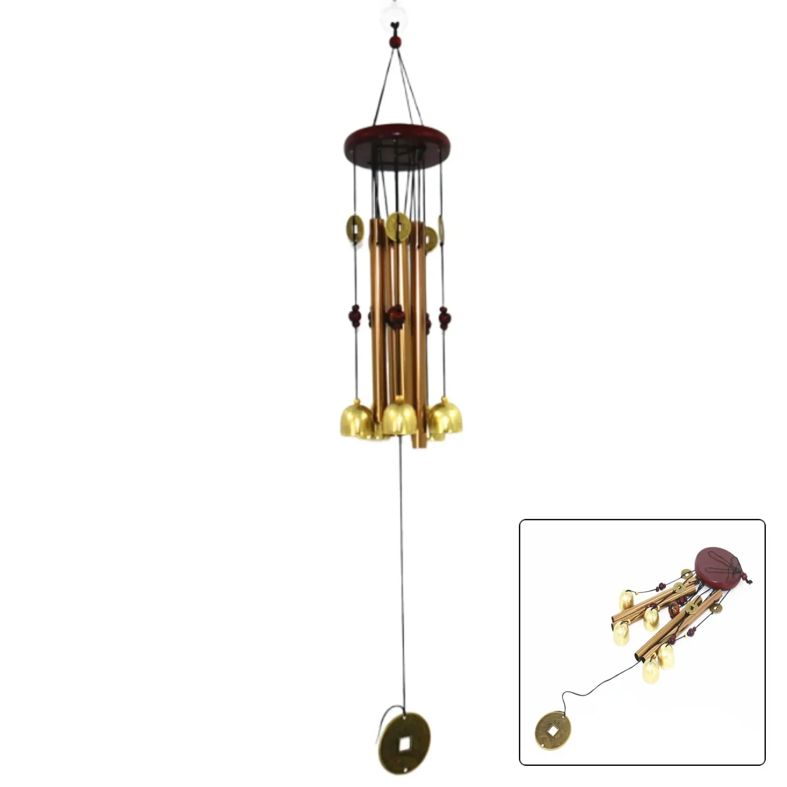 Church Bell Wind Chime Copper Alloy Pipe Solid Wood Pleasant Sound Good Luck Charm Wind Chime For Good Luck Wind Chime