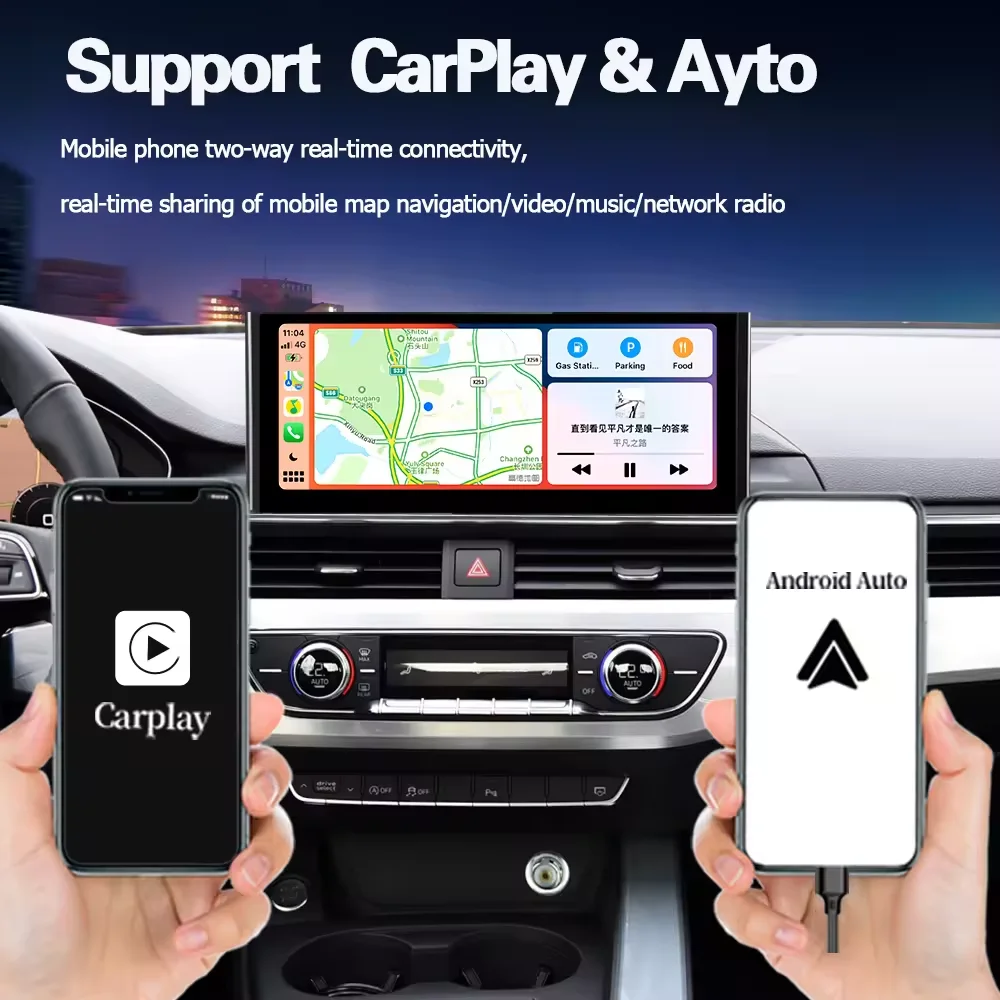 New Android System Car Display Screen Auto Gps Navi Radio 8+128gb Ram for  A4 B8 A5 09-16 Ips Touch