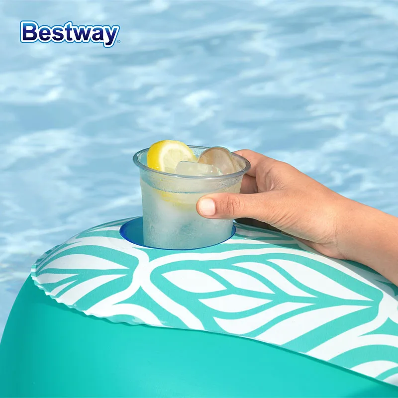 Bestway 43719 1PC Portable Inflatable Floating Pool Lounge Chair with Backrest and Cup Holder, Inflatable Pool Floating Chair