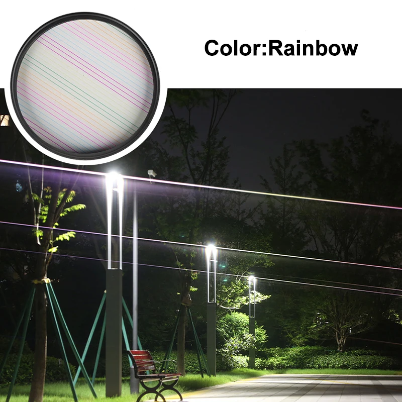 Walkingway Streak Filters Blue Rainbow Colorful Star Line Streak Flare lens Filter 49 52 55 58 62 67 72 77 82MM Camera Filter