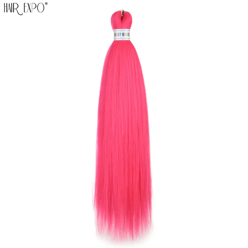 26Inch Easy Braids Hair Synthetic Colourful Pre Stretched Braiding Hair Extensions Jumbo Braids Ombre Yaki Long Straight Hair - Image 25