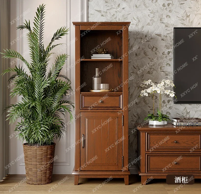 DD  country solid wood wine cabinet living room retro tea cabinet