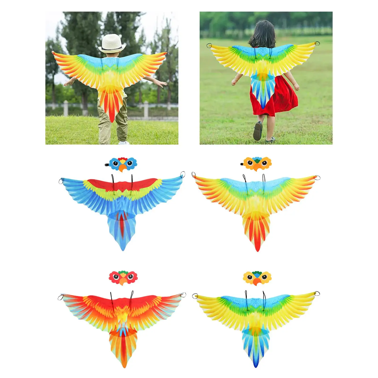 Kids Bird Costume Set with Headband Kids Halloween Costume Parrot Wings Cape for Cosplay Carnival Masquerade Party Children