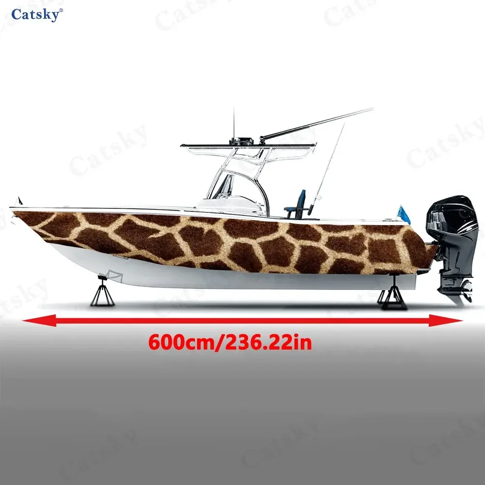 2Pcs Giraffe Pattern Boat Hull Decal, PVC Waterproof Durable Vinyl Wrap Decals for Fishing Boats, Durable and Stylish Design