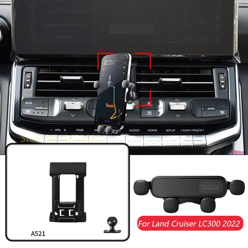 Gravity Car Phone Holder And Base For Toyota Land Cruiser LC300 2022 2023 Navigation Bracket Horizontally Rotatable Accessories