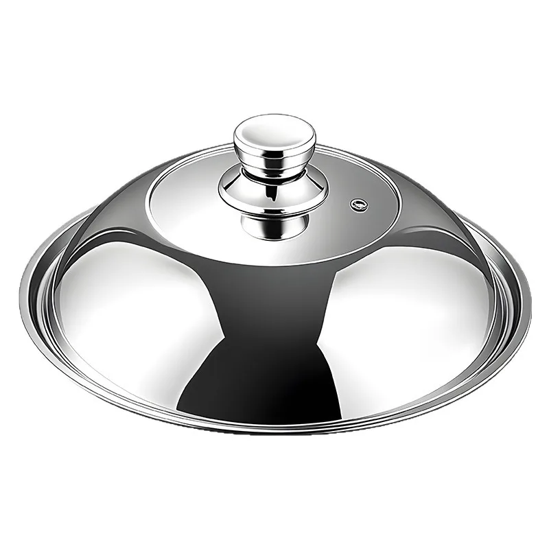 304 Stainless Steel Pot Lid, Heat Resistant Anti-scald Raised Thickened Visible Pan Cover Universal Fit 28-42cm Wok Frying Pan