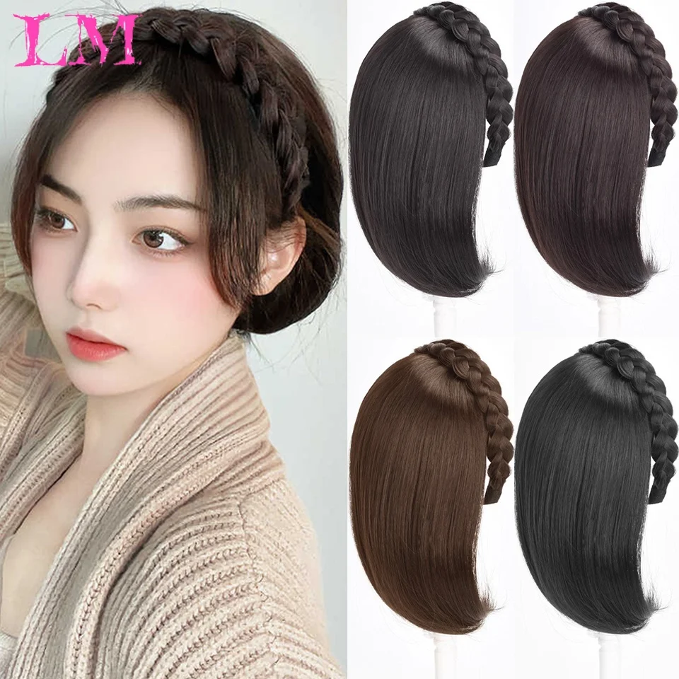 LM Synthetic Reissue block Wig Replacement Block One-piece Wig Micro-Volume Women's Twist Braided Fishbone Hairpiece