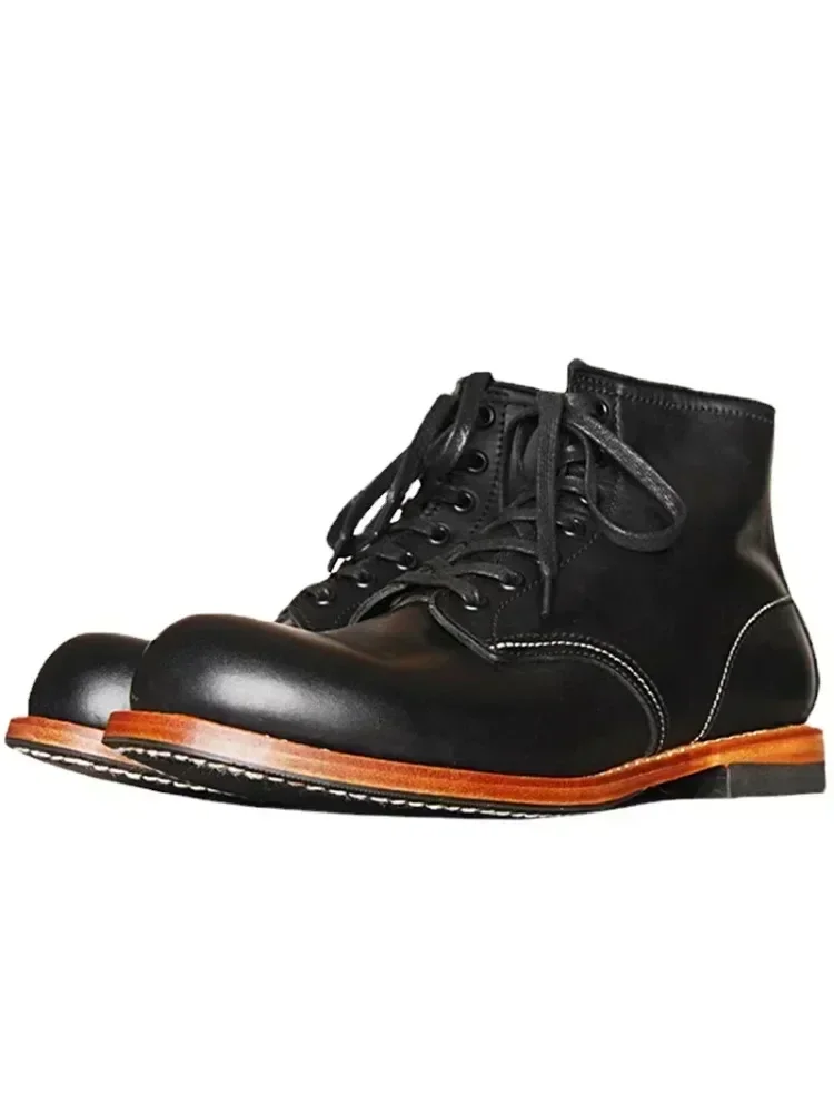 Vintage męskie Goodyear-Welted oryginalne skórzane buty męskie ręcznie robione praca podróżne ślubne botki moda codzienna — zdjęcie 2