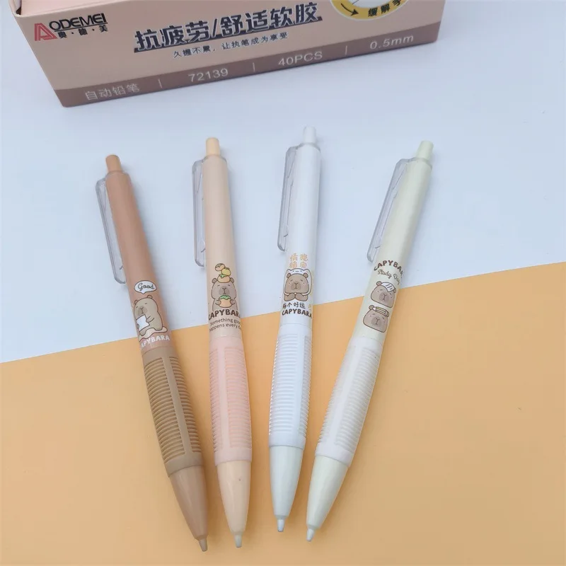 40pcs/lot Creative Capybara Mechanical Pencil Cartoon 0.5/0.7MM Drawing Writing Automatic Pen School Office Supplies