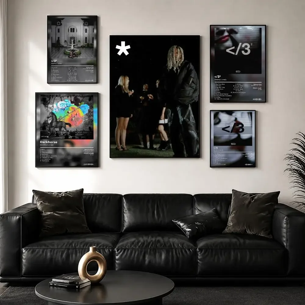 Rapper Album D-Destroy L-Lonely Poster Decorative Wall Art Sticker Mural Print for Bedroom Living Room Hallway Home Decor Gift