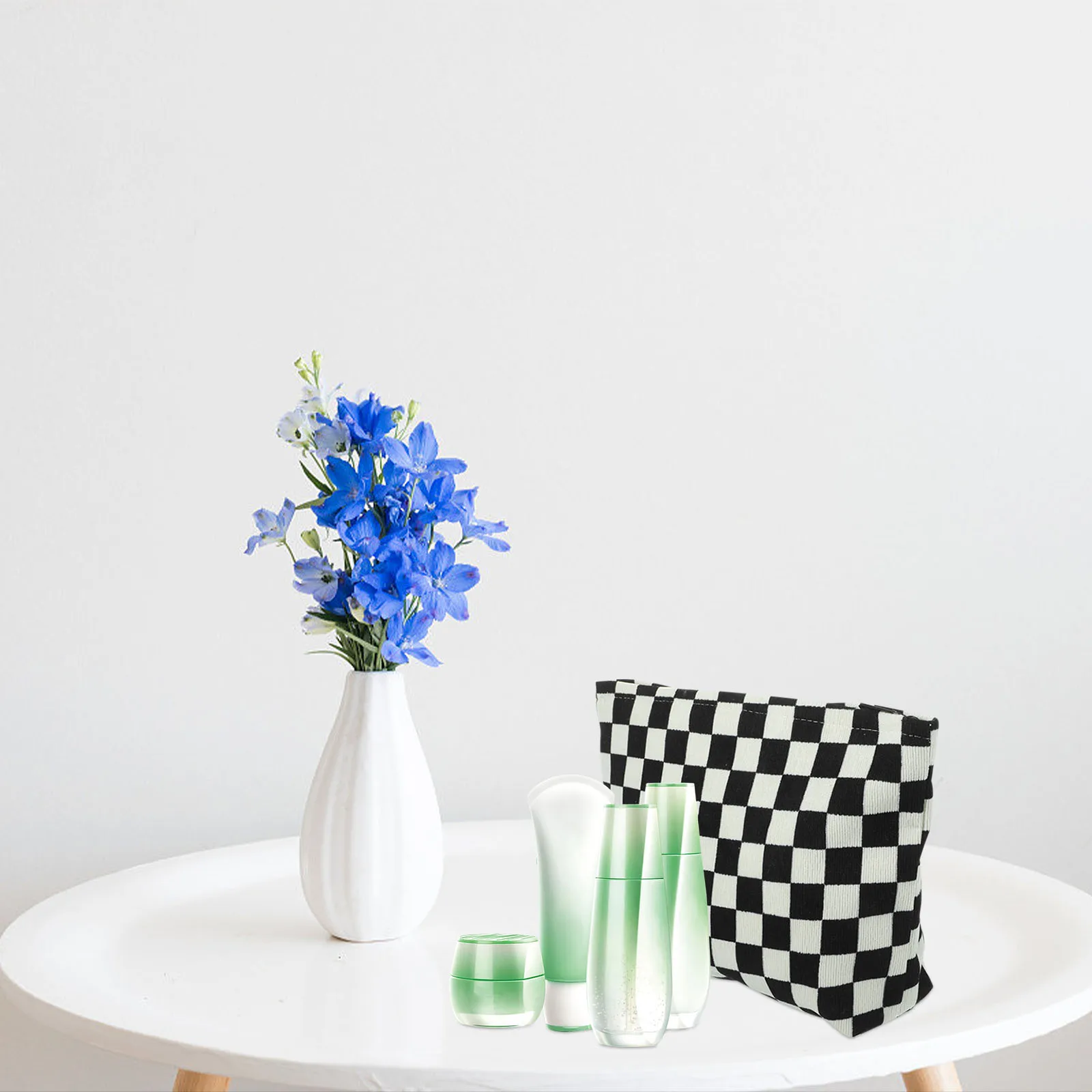 

Corduroy Checkerboard Bag Clutch Black White Portable Storage Wallet Travel Makeup Pouch H Personal Wash Bag bag
