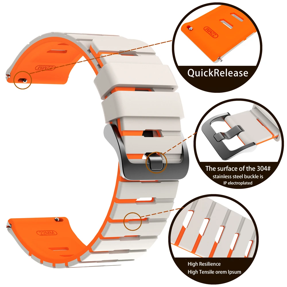 Bracelet en Silicone de 22mm pour Garmin Venu 4 3 45mm, pourerunner 570 47mm 265 255, Bracelet musical pour Huawei GT 6/5 Pro GT6, ceinture de 46mm