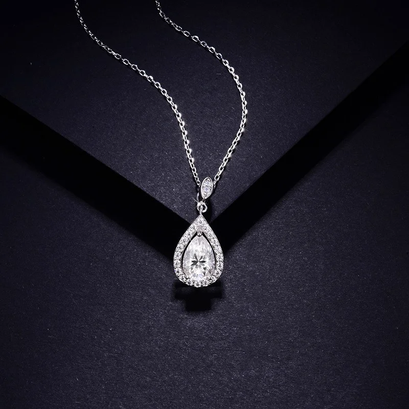 

ZFSILVER модное модное серебро 925 пробы цвет D белый муассанит дизайн 1 карат ожерелье с каплями воды подвески женские вечерние ювелирные изделия подарок P14188