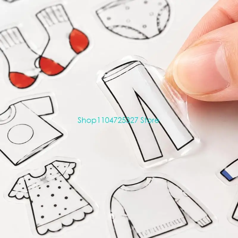 D8KF Clothes Sorting Labels with English Text and Garment Illustrations