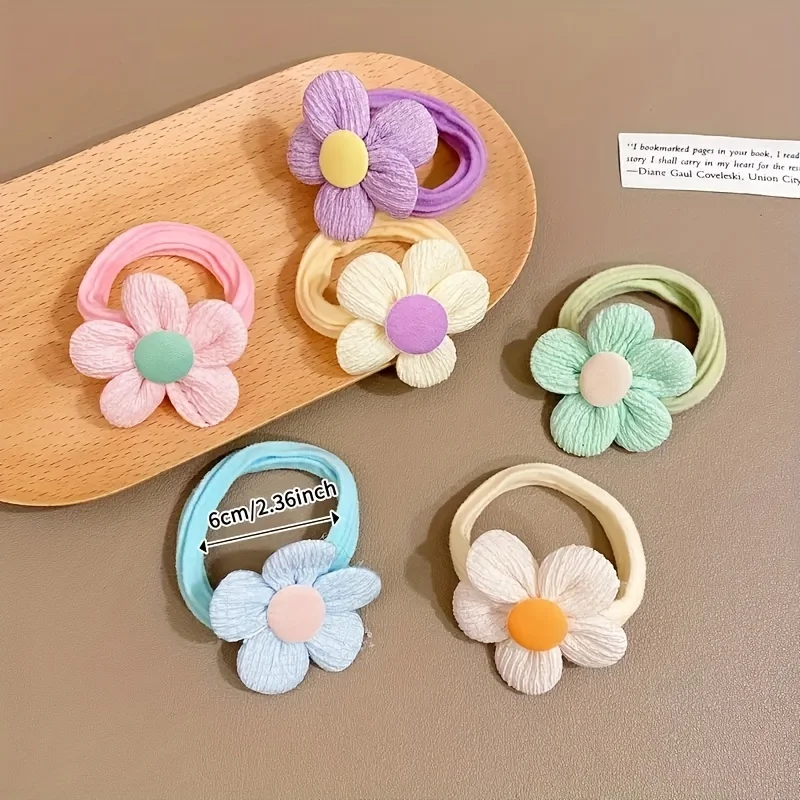 12PCS New Cut Hair Ties Princess Sweet Flower Bow Girls Women Elastic Hair Bands Hair Accessories Headwear