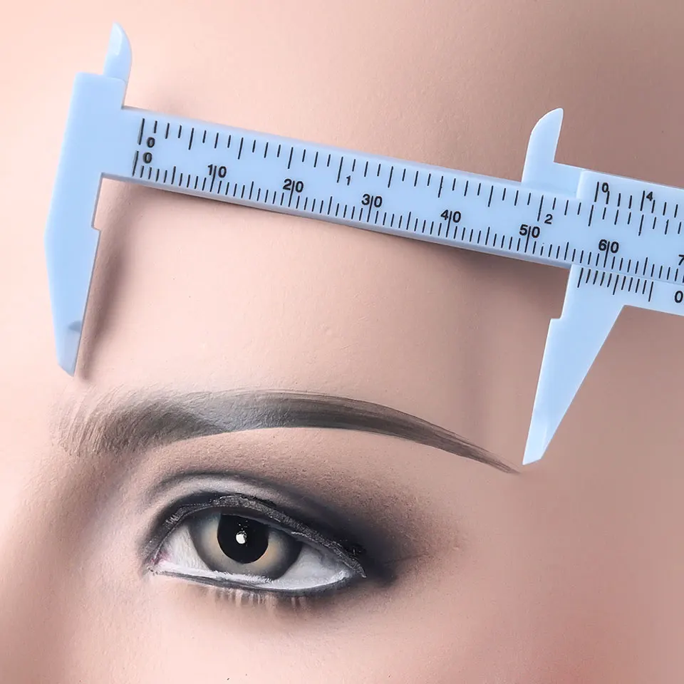 NEWCOME Portable 80MM Plastic Eyebrow Measuring Vernier Caliper Tattoo Caliper Ruler Plastic Permanent Makeup Measurement Tools