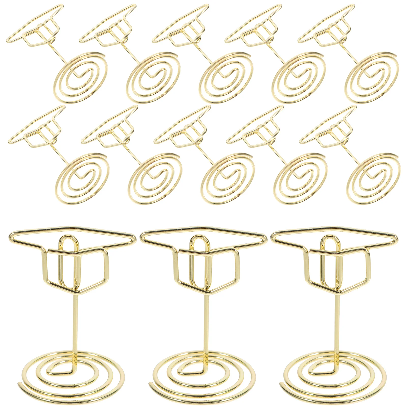

25Pcs Multifunctional Card Holder Gold Graduation Cap Desk Organizer for Business Cards Notes Memos Place Card Stand for Grad