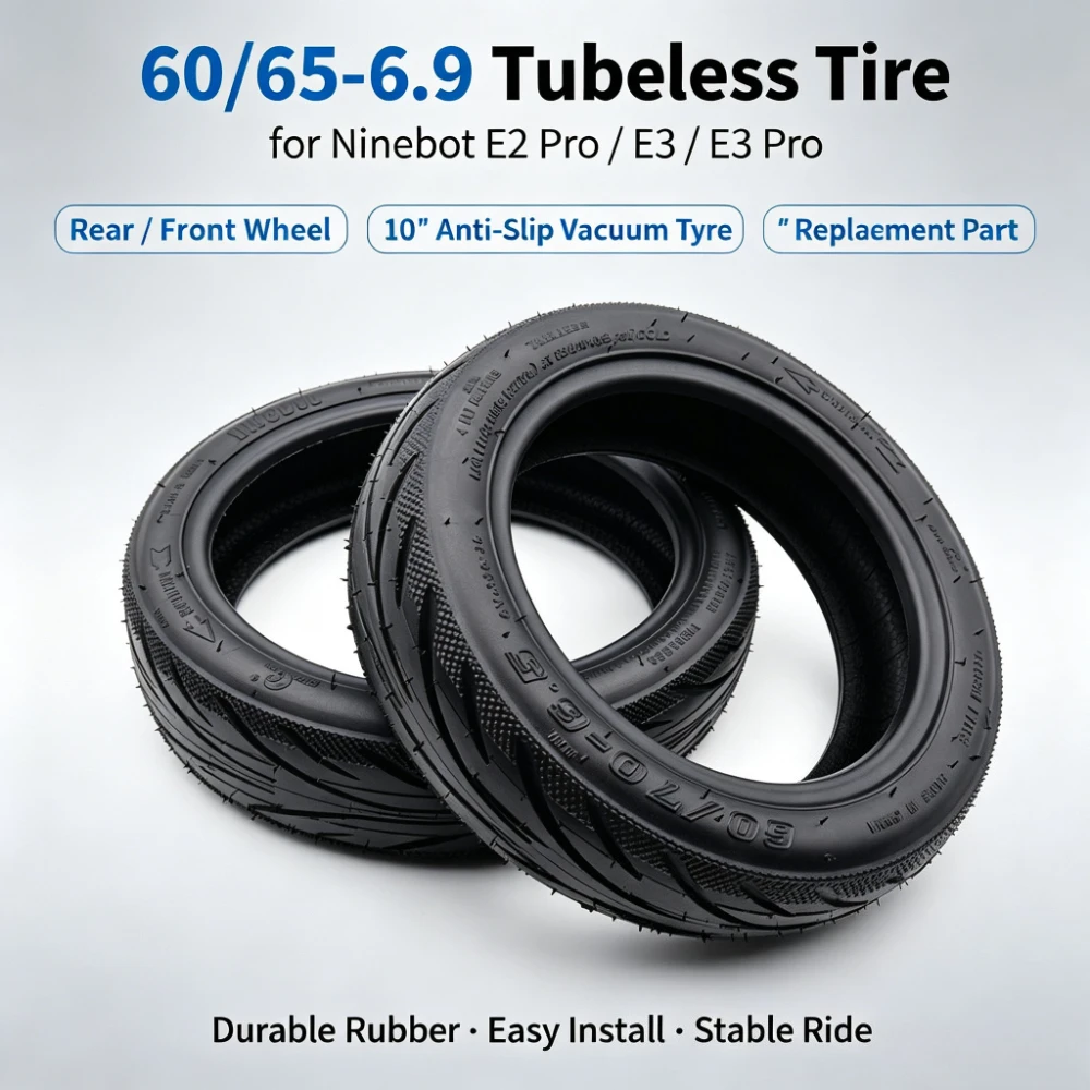 60/65-6.9 Rear / Front Tubeless Tire for Segway Ninebot E2 Pro/E3/E3 Pro, 10