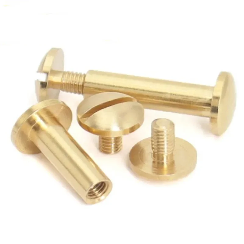 10Sets Solid Brass Chicago Binding Screws 8mm/10mm Head Belt Rivet Studs for Album & Leather Craft