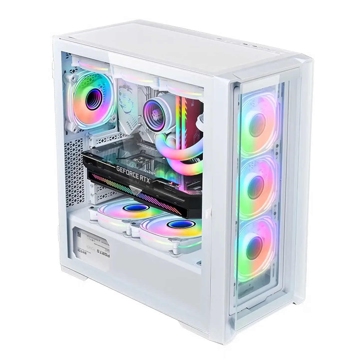 WJCOOLMAN JueChen 360 E-ATX Glass Side-Lit Desktop Computer Case Supports 360mm Water Cooling for Gaming And Silent PC Build