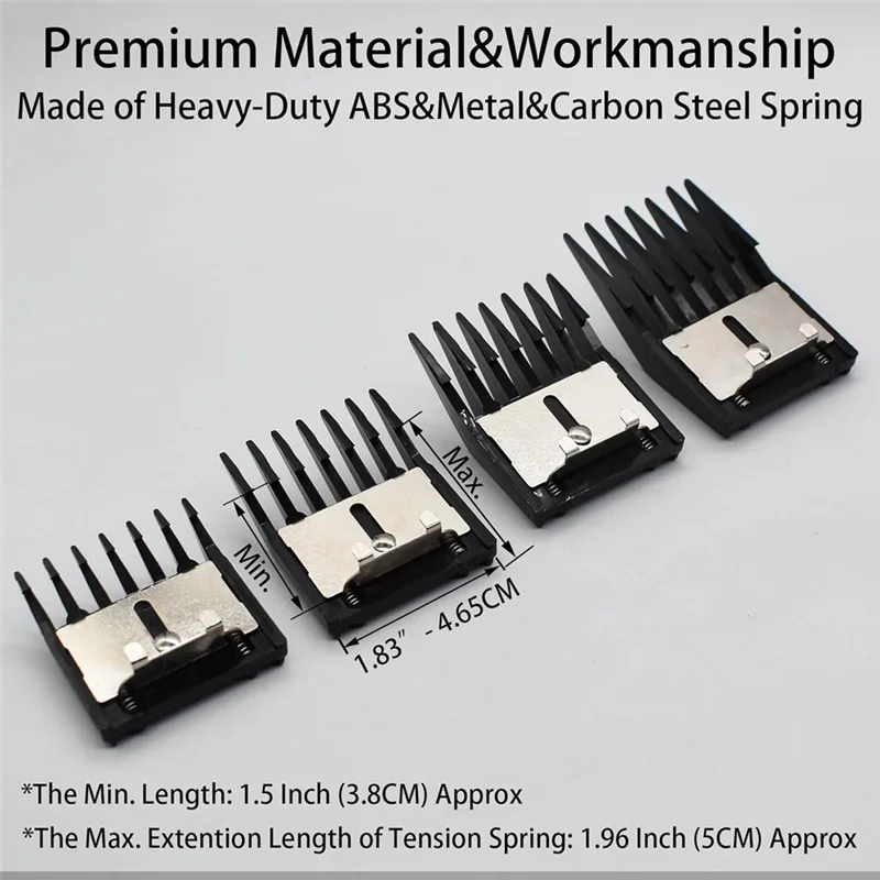 A58Z 4 Pieces Professional A5 Style Hair Clipper Attachment Guard Guide Cutting Combs Set Compatible Oster Classic