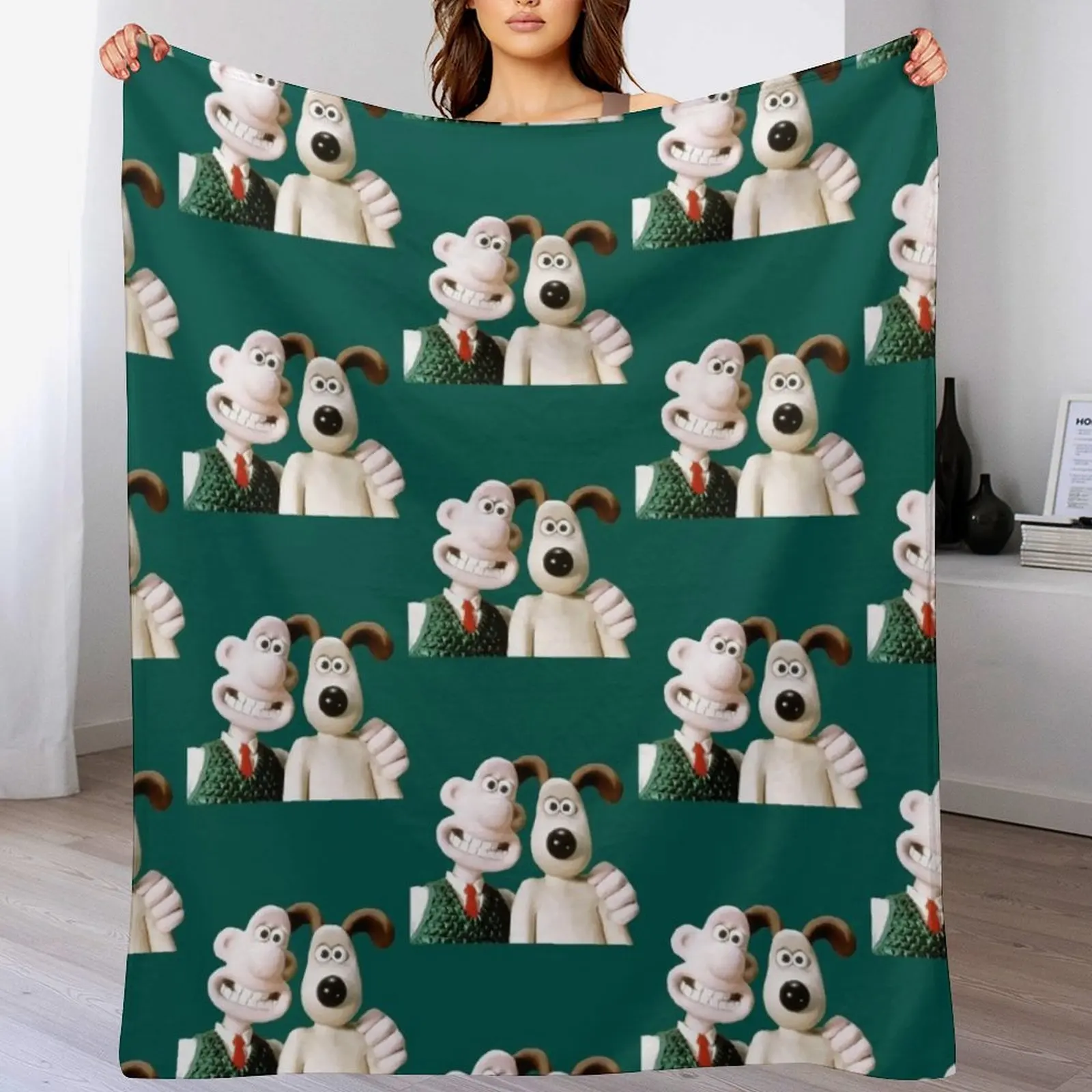 

The Man With His Dog Taking Selfie W.a.l.l.a.c.e Throw Blanket Vintage Furrys cosplay anime blankets ands Blankets