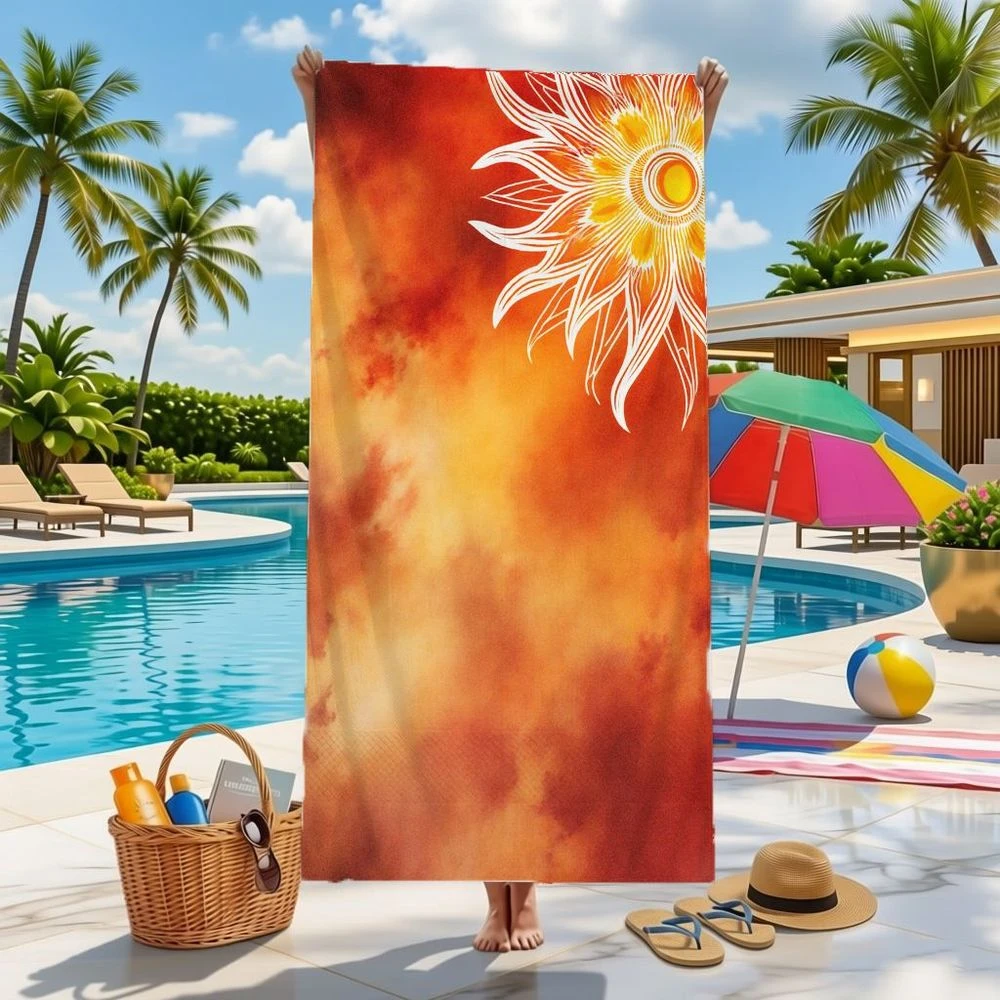 

Bohemian Sun 2D Flat Printed Microfiber Beach Towel 1Pc Sandproof Waterproof Holiday Travel Sunbath Sea Pool Towel