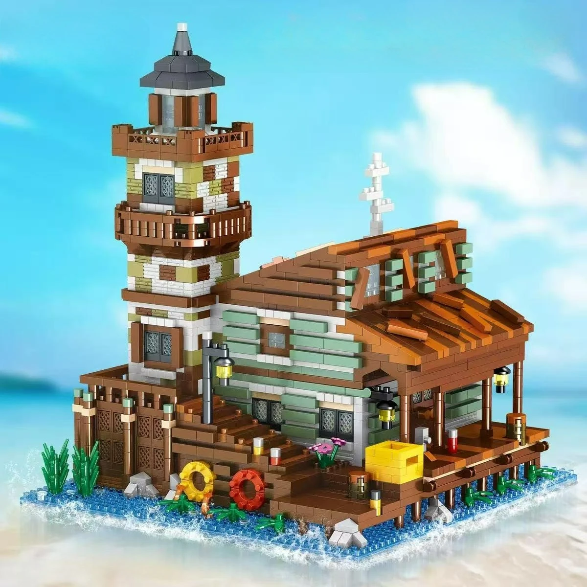 

MOC Marine Architecture Fishing Village Hut Modle Building Blocks Street Scene Architecture Brick Puzzle DIY Toys Children Gifts