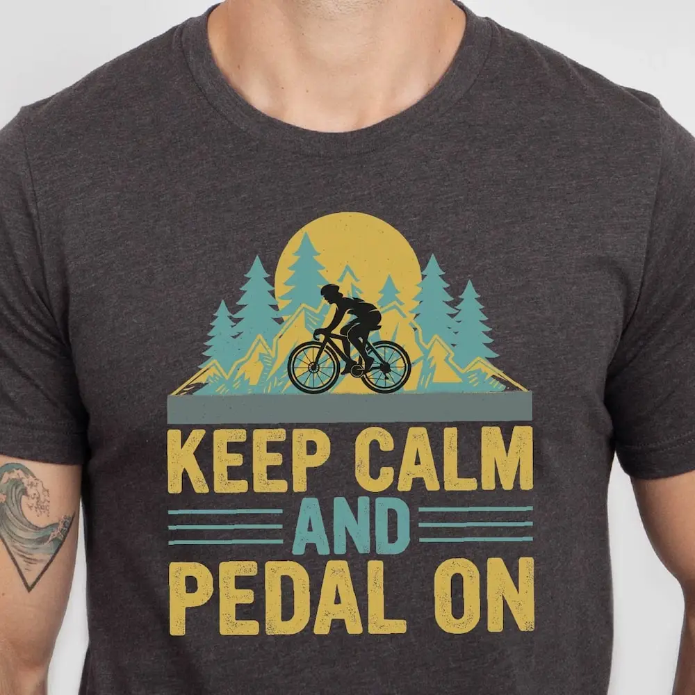 Keep Calm And Pedal On T Shirt Funny Bike Lover Gift Bicycle Cycling Biking