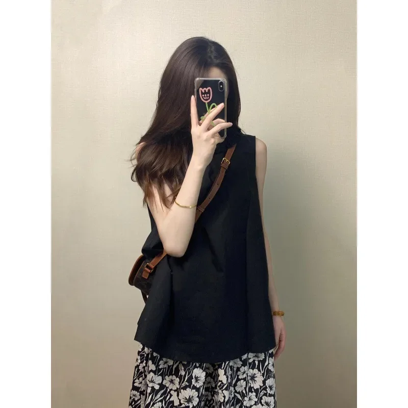 Summer dopamine sleeveless top women's summer new set of high waist drape loose a word floral medium and long dress