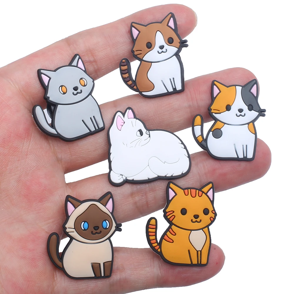 Single Sale 1pcs the Cute Cat Shoe Charms Accessories Children Shoe Decorations Fit Wristband Croc Jibz Charms Party Present