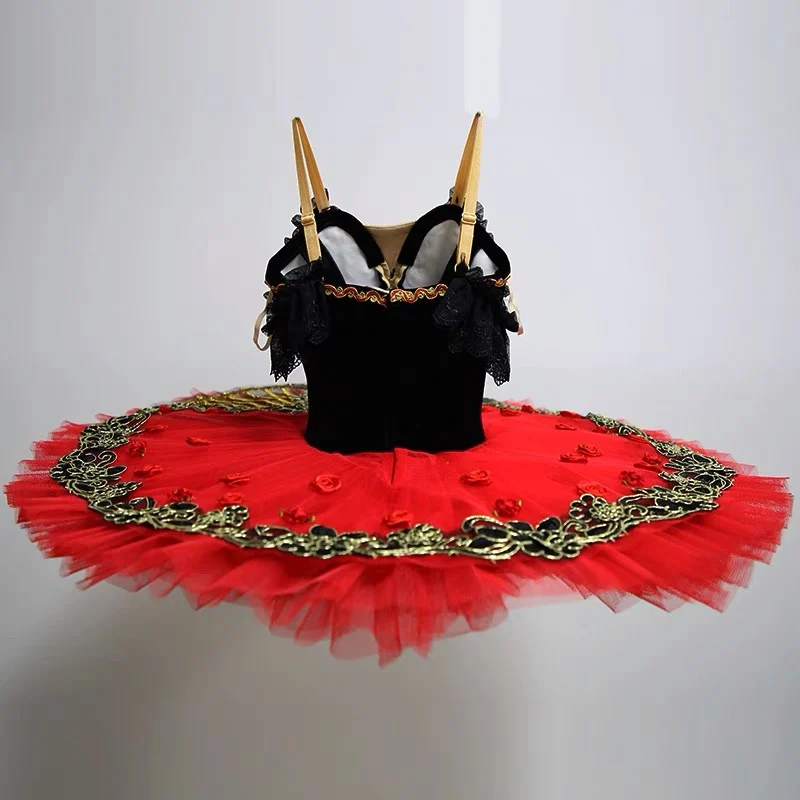 الأحمر المهنية الباليه توتو الباليه فطيرة بحيرة البجع توتو راقصة الباليه ازياء الرقص زي الشكل التزلج فستان الفتيات #4