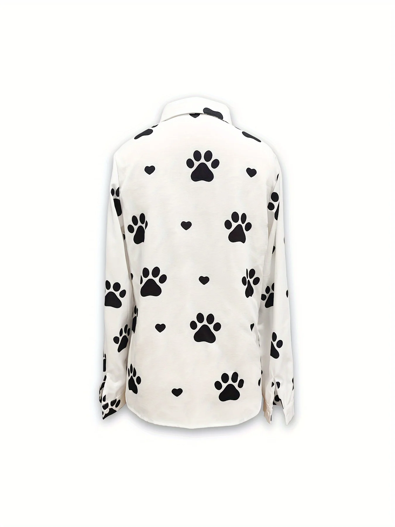 2024 Women\'s New Shirt Cute Little Dog Paw Print 3D Pattern Fashionable Lapel Women\'s Shirt Daily Street Casual Women\'s Top