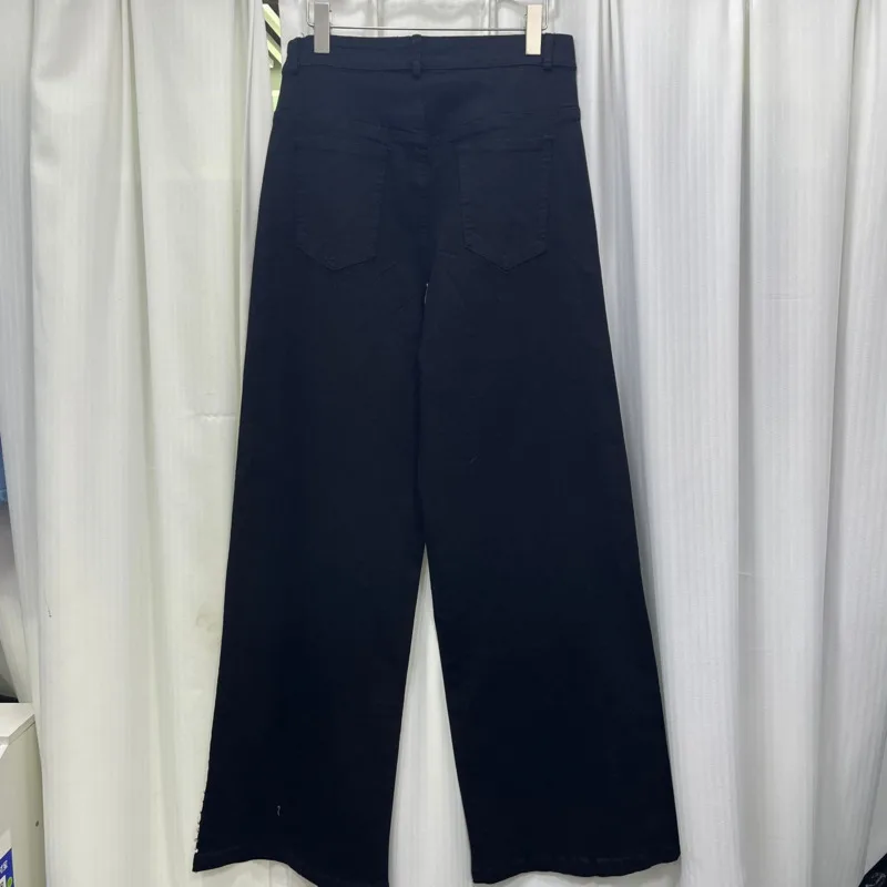 ANJY Autumn Winter New Women Fashion Heavy Beaded Flower Elegant Chic Ins Jeans Loose Slimming Stylish Street Denim Pants A15816